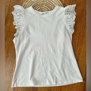 White Eyelet Sleeve Top - Free Assembly